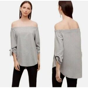 Babaton Light Gray Off-Shoulder Tunic